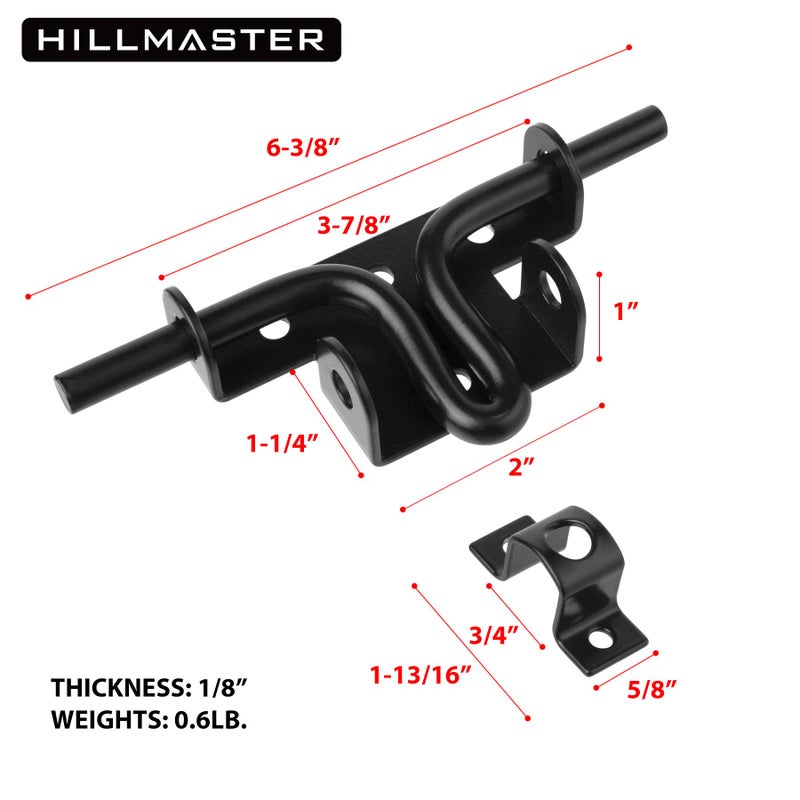 Hillmaster Slide Bolt Gate Latch for Wooden Fence Door Lock With Padlock Hole, Heavy Duty Sliding Lock, Black Barrel Bolt Latches Hardware for Wood Vinyl Fence Barn Shed - Image 4